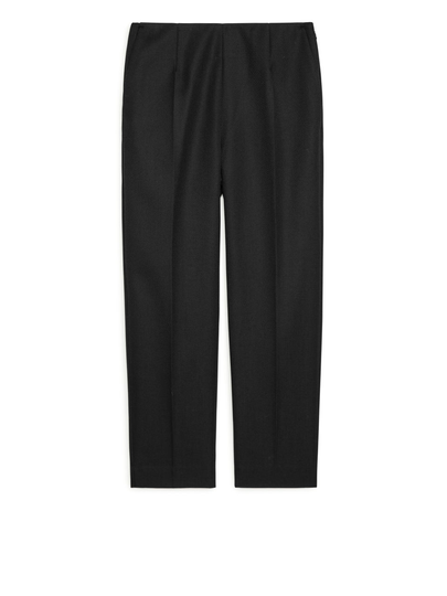 Tapered Wool Trousers - Black