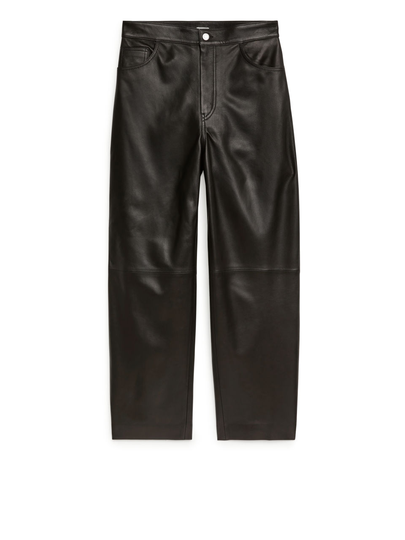 Cropped Leather Trousers - Black