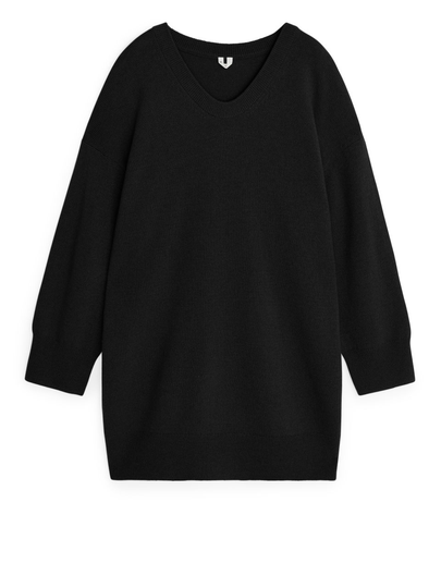 Oversized Wool Nylon Dress - Black