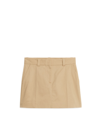 Cotton Mini Skirt - Beige