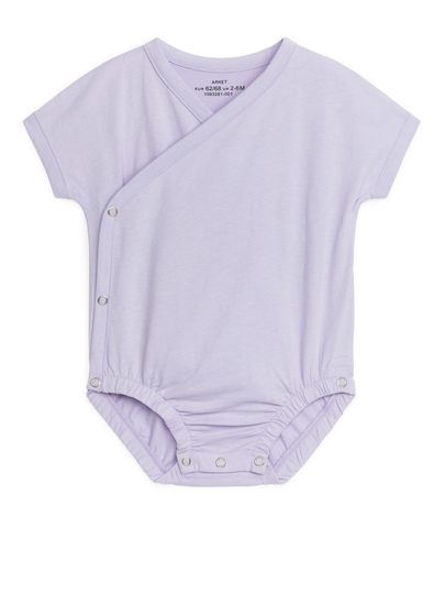 Short-Sleeved Cotton Bodysuit - Purple