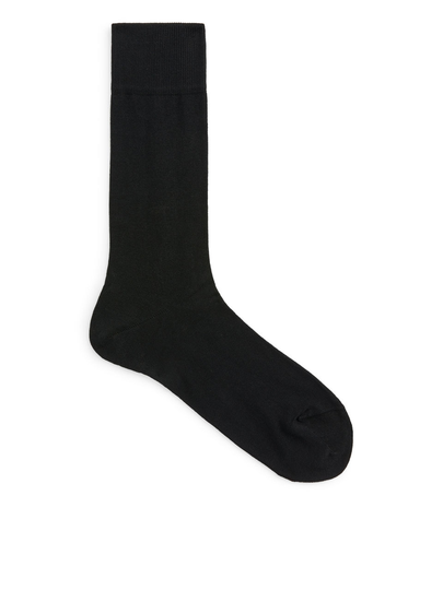 Mercerised Cotton Socks - Black
