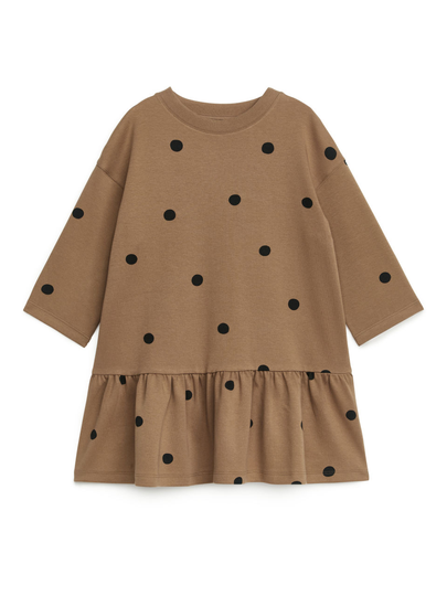 Jersey Frill Dress - Beige