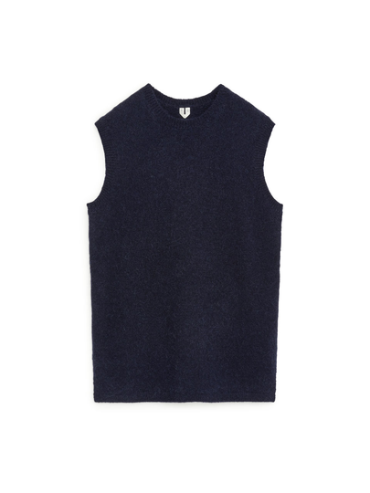 Long Knitted Vest - Blue