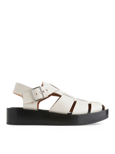 Cage Leather Sandals - White