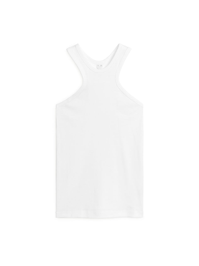 Ribbed Racer Tank - White