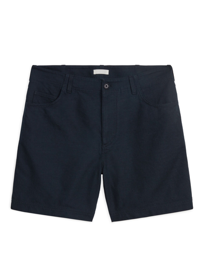 Cotton-Linen Shorts - Blue