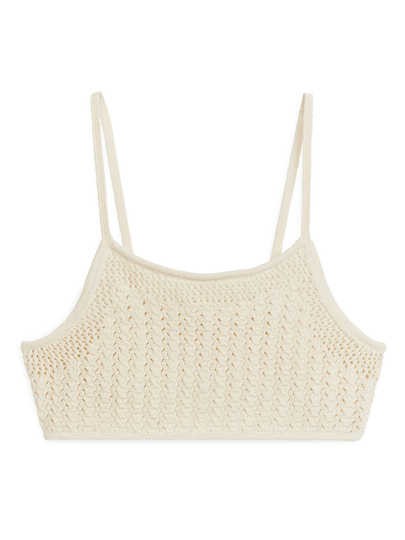 Cropped Crochet Top - Beige