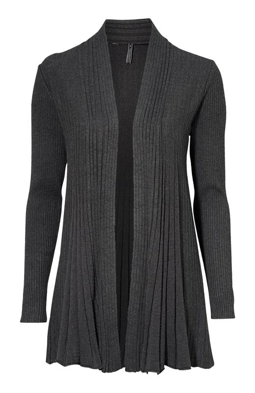 Freequent Cardigan Claudisse lång Mörk gråmelange