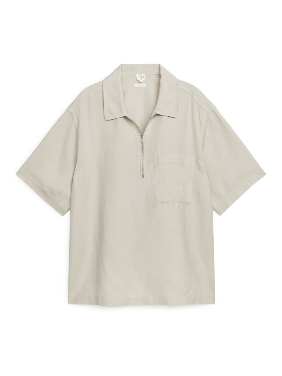 Half-Zip Short-Sleeved Shirt - Beige