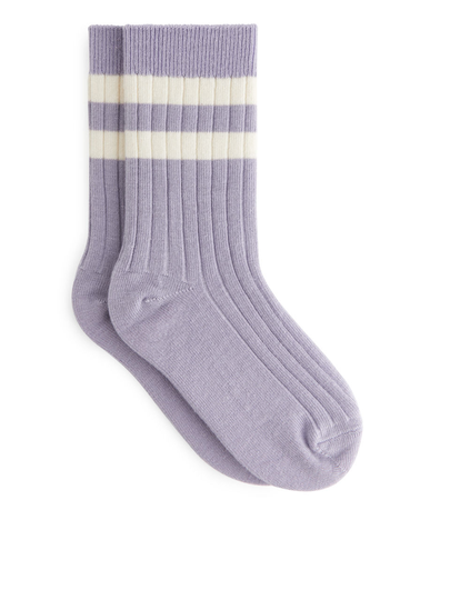 Rib Knit Socks - Purple
