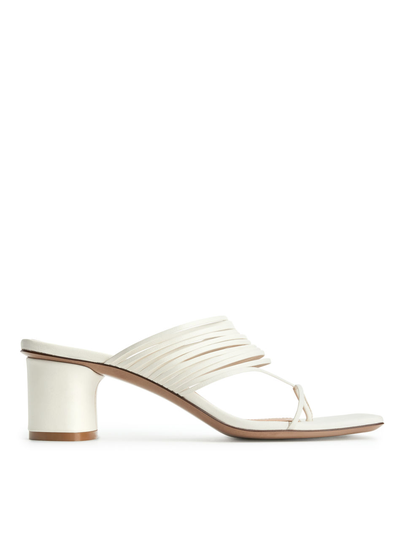 Strappy Slip-On Leather Sandals - White