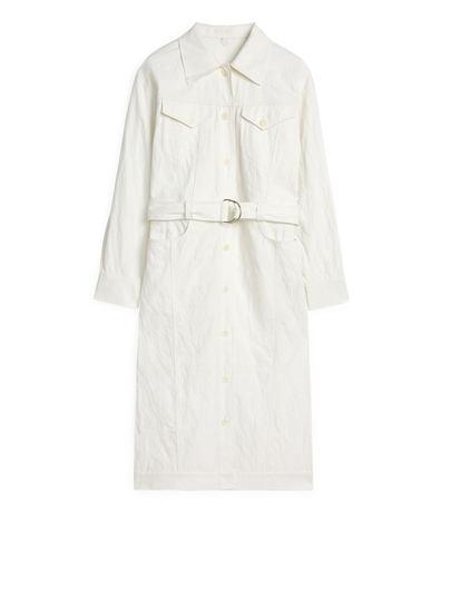 Twill Shirt Dress - White