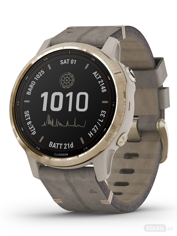 Garmin fēnix 6S Pro Solar Ljust guld med ljust skiffergrått mockaarmband 010-02409-26