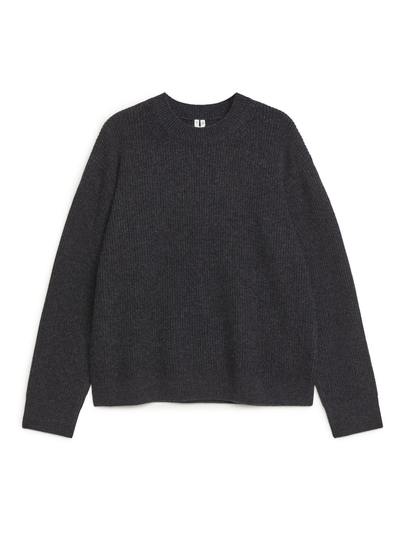 Rib-Knit Cashmere Jumper - Black