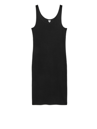 Ribbed Tank Dress - Black