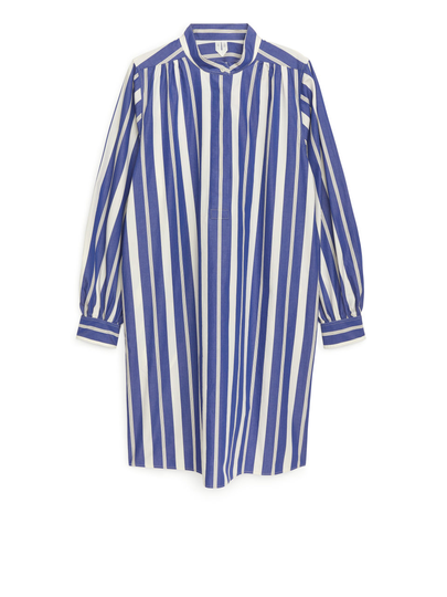 Pop-Over Shirt Dress - Blue
