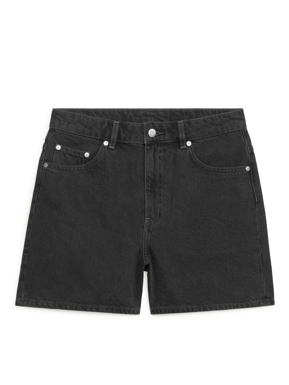 High Waist Denim Shorts - Grey