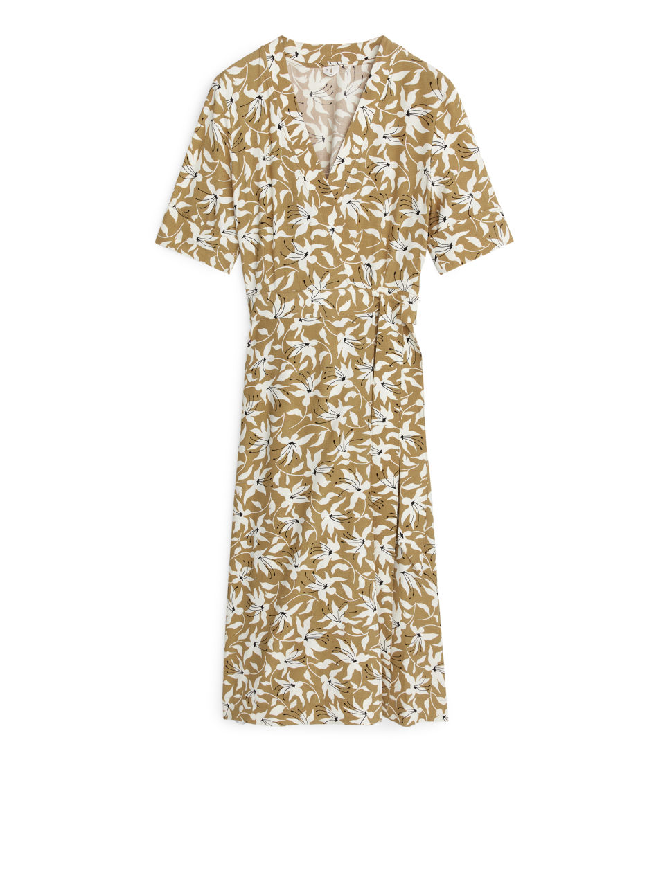Printed Wrap Dress - Beige