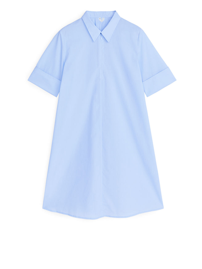 A-Line Cotton Dress - Blue