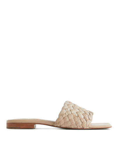 Braided Straw Slides - Beige