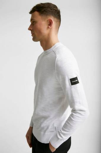 Calvin Klein Stickad Tröja Slub Texture Sweater Vit