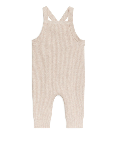 Rib-Knit Dungarees - Beige