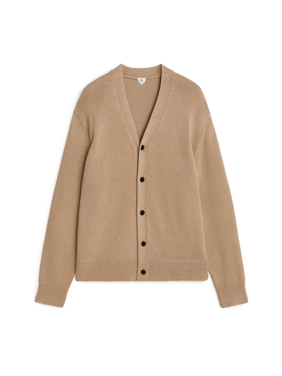 Cotton V-Neck Cardigan - Beige