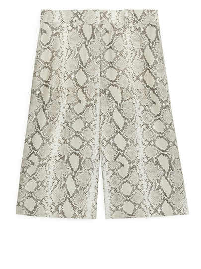 Fluid Snake-Print Culottes - White