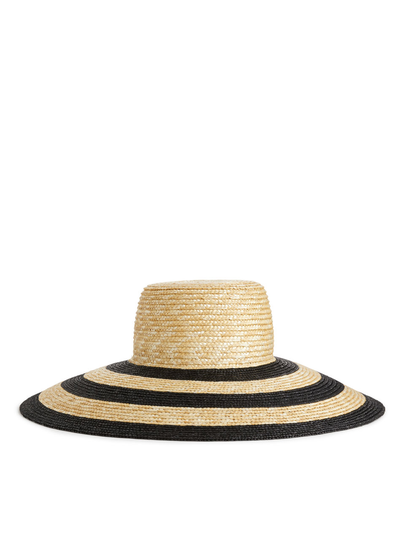 Striped Straw Hat - Beige