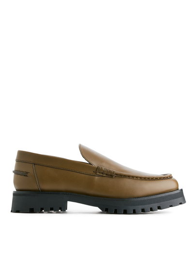 Chunky Leather Moccasins - Green