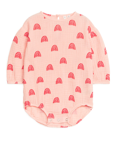 Cotton Muslin Romper - Orange
