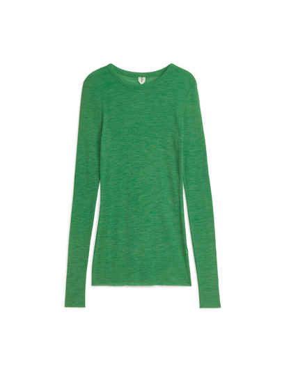 Long-Sleeved Merino Top - Green