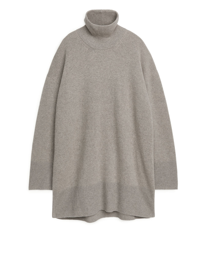 Cashmere Blend Roll-Neck Dress - Beige