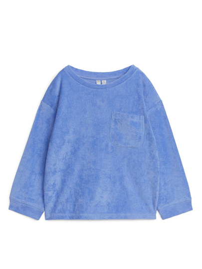 Towelling Long Sleeve T-Shirt - Blue