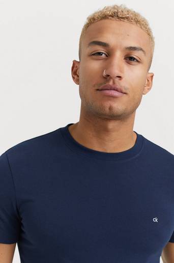Calvin Klein T-shirt Cotton Logo Embroided T-shirt Blå