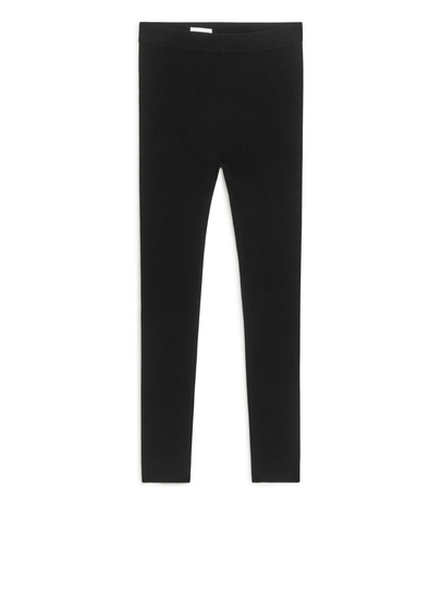 Rib-Knit Leggings - Black