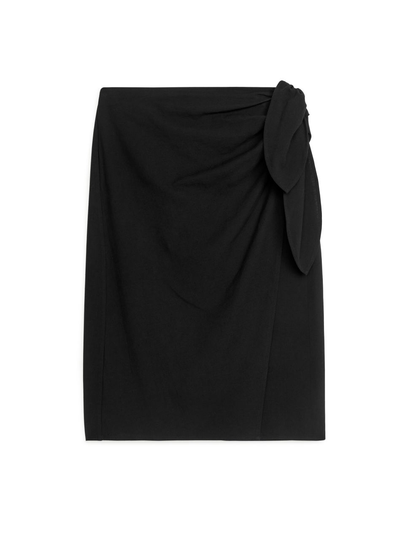 Textured Wrap Skirt - Black