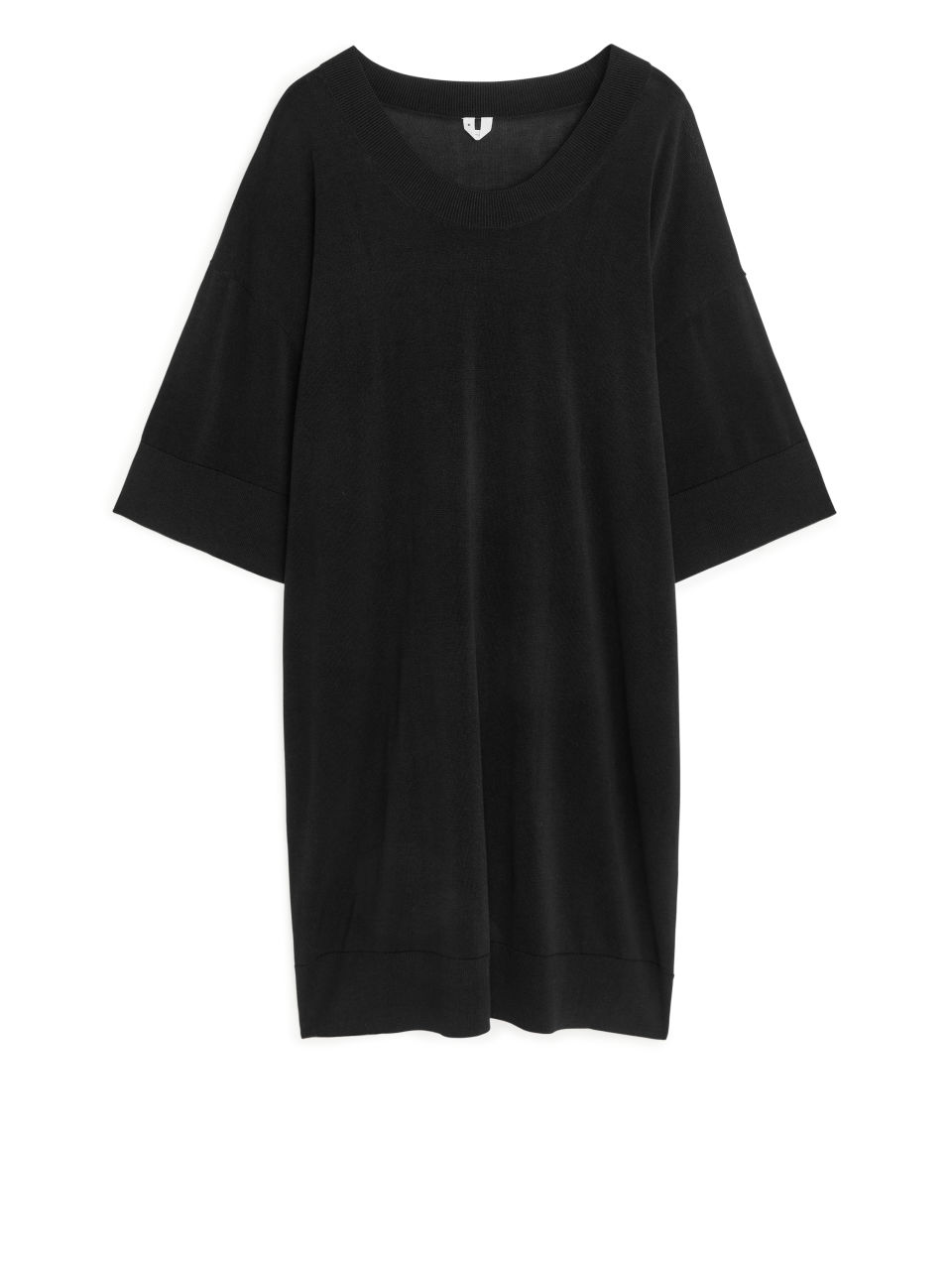 Oversized Fine-Knit Dress - Black
