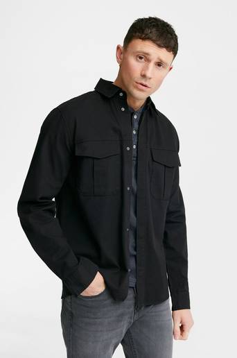 Les Deux Overshirt Laurel Twill Hybrid Shirt Svart