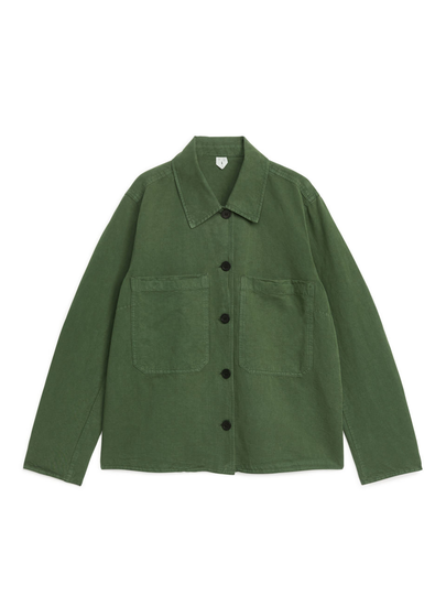 Linen Blend Overshirt - Green