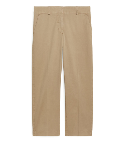 Cropped Stretch Chinos - Beige