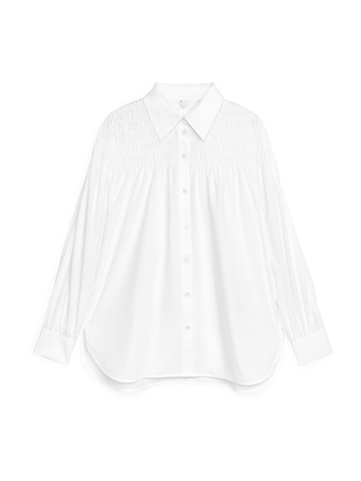 Lyocell Blend Smock Shirt - White
