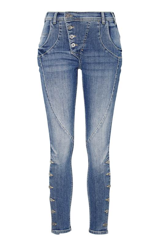 Cellbes Boyfriendjeans med knappgylf Ljusblå Denim