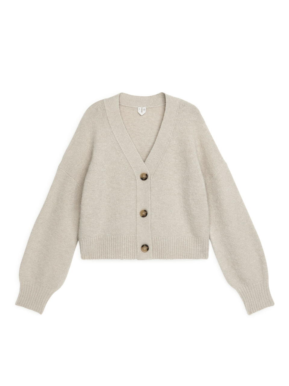 Alpaca Blend Cropped Cardigan - Brown