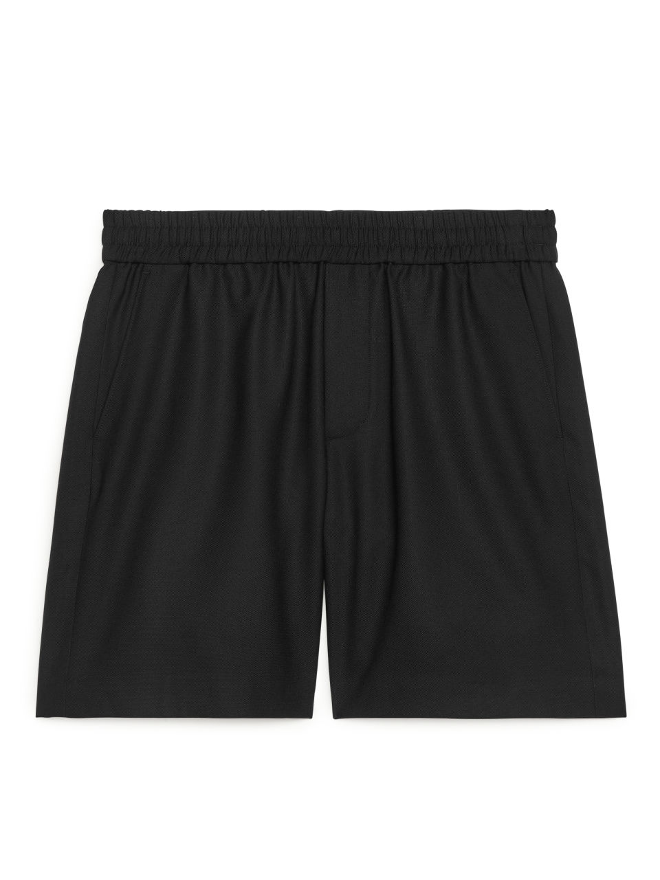 Wool-Blend Drawstring Shorts - Black