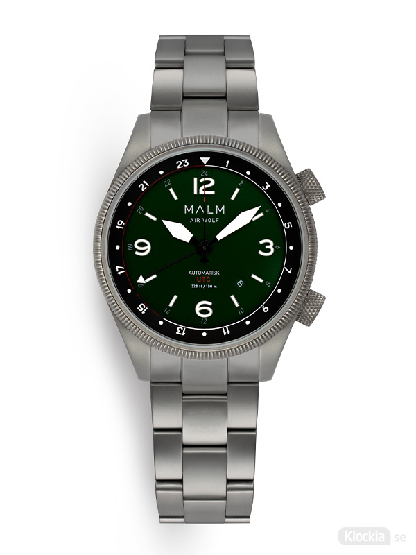 MALM AIR WOLF Silver Military Green Cockpit Bracelet MW-AW39SRGRCP
