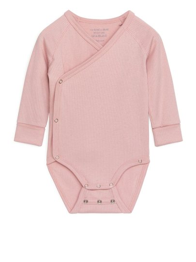 Cotton Lyocell Wrap Bodysuit - Pink