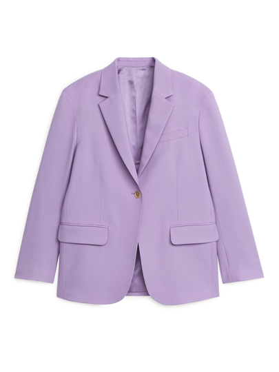 Oversized Wool Hopsack Blazer - Purple