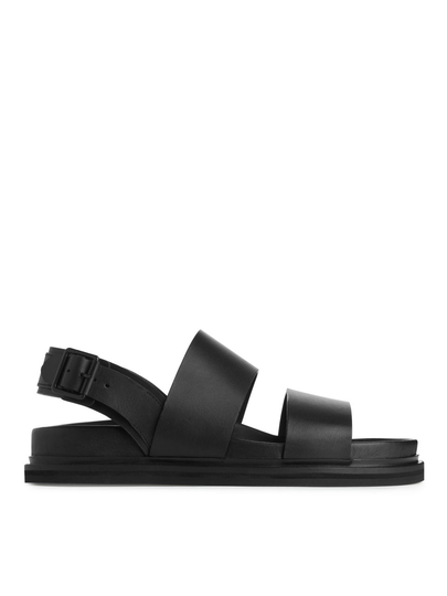 Strap Leather Sandals - Black